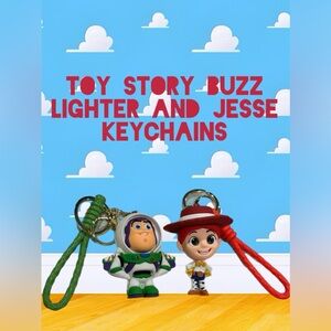 Disney Toy Story Buzz Lightyear and Jessie Keychains - Green and Red